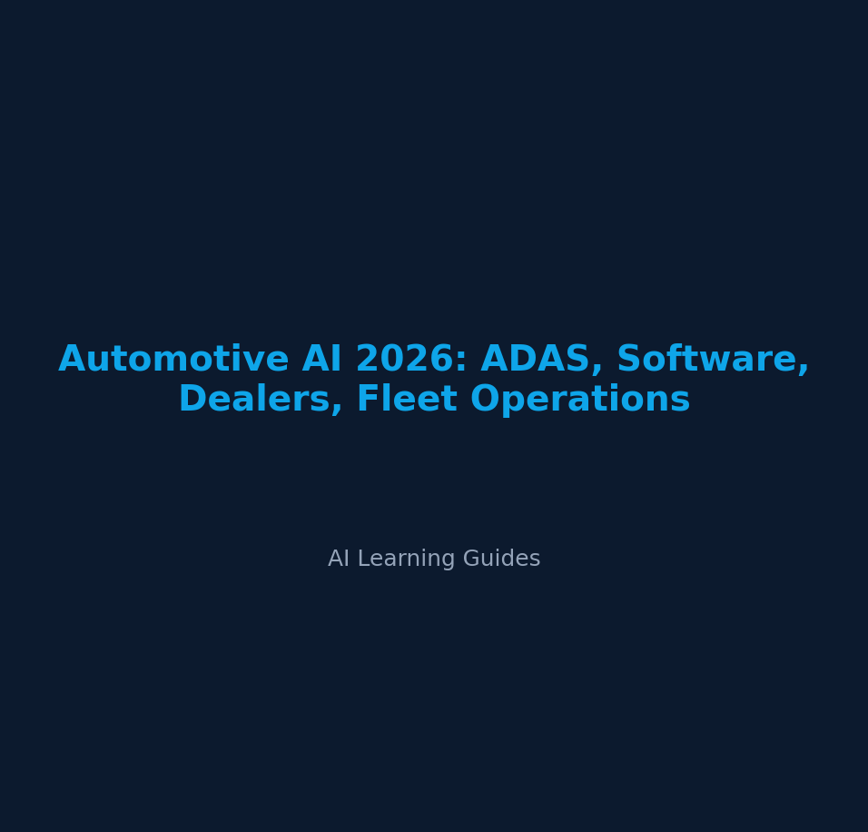 Automotive AI 2026: ADAS, Software, Dealers, Fleet Operations